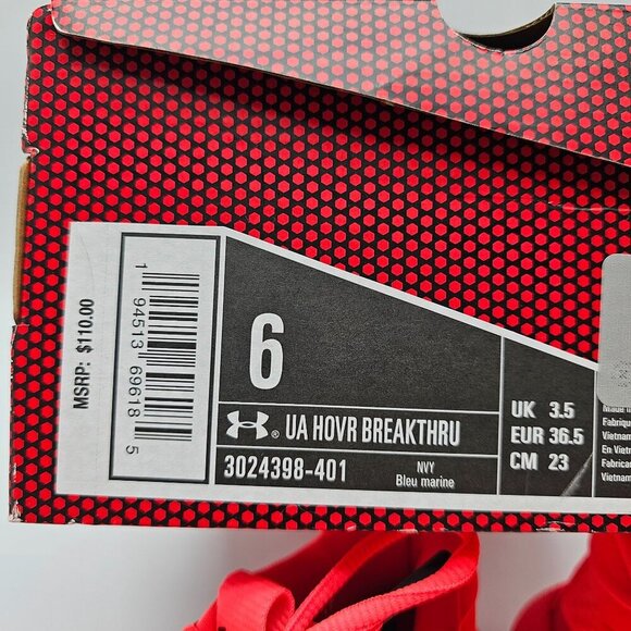 Under Armour Womens UA HOVR Breakthru Basketball Shoes Size 6 Orange Athletic Sn - Picture 3 of 6